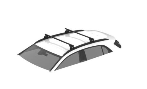 Barras de techo CRUZ Oplus S-FIX para Kia Sportage 5p con railing integrado, perfil bajo y diseño estilizado.