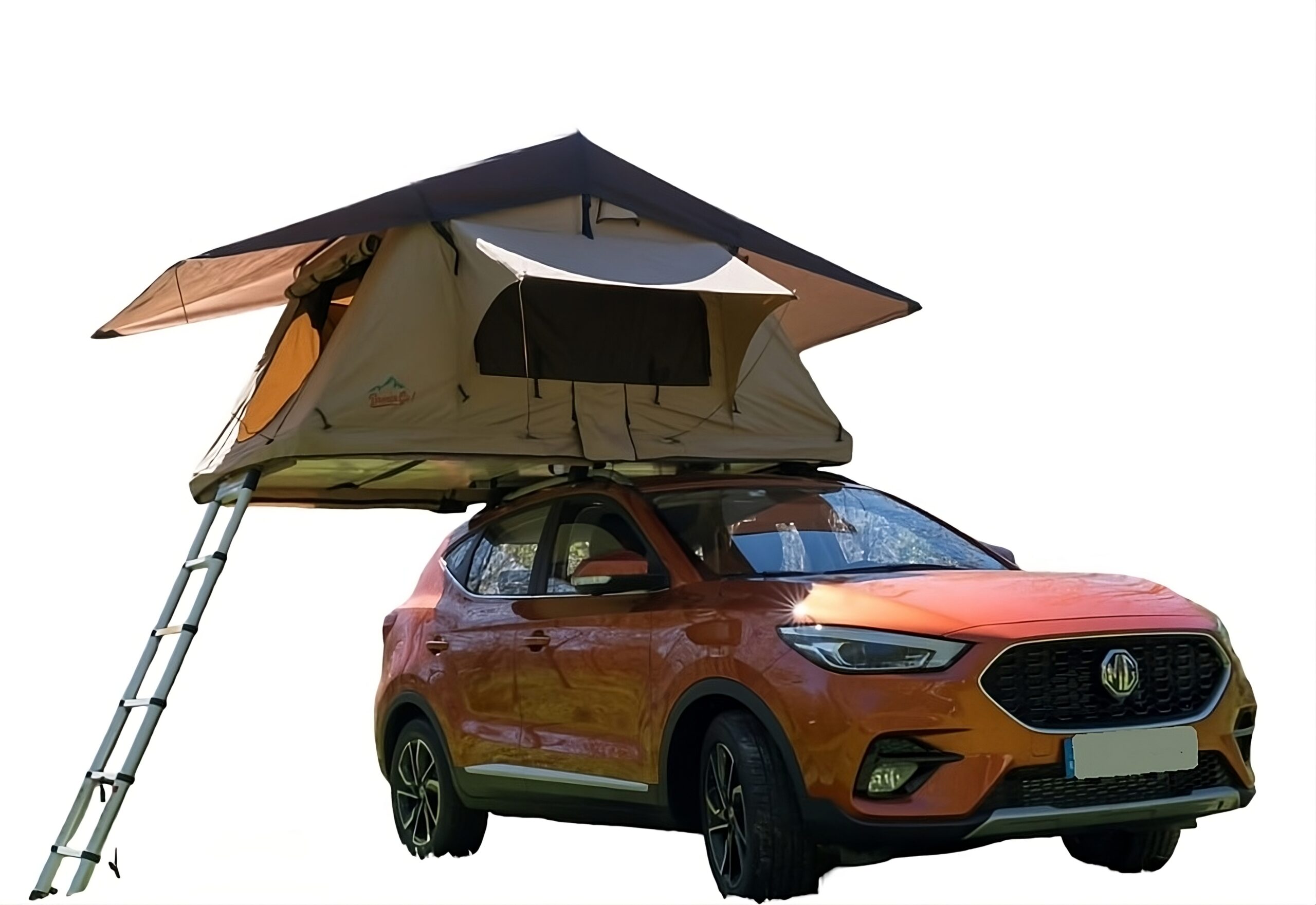 Tienda acampada coche DOMINGO DMG135 instalada en ruta de montaña