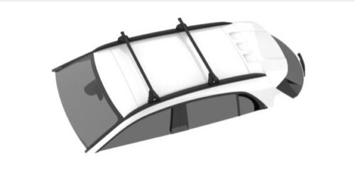 Barras de techo transversales CRUZ Oplus S-FIX 130 en acero galvanizado para Citroën Berlingo Multispace 2018+, diseño aerodinámico con altura reducida, carga máxima de 75 kg.